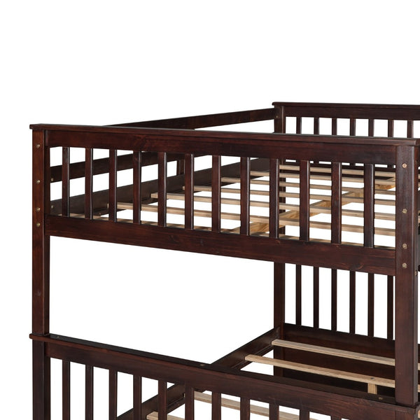 English Elm Full-over-full Bunk Bed with Dual Storage Drawers Solid Pine Kids Shared Bedroom Espresso LT000365AAP-1