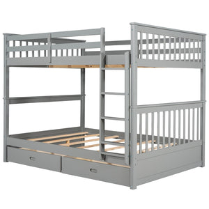 English Elm Full-over-full Bunk Bed with Dual Storage Drawers Solid Pine Kids Shared Bedroom Gray LT000365AAE-1