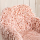 Hearth and Haven Beacon Faux Fur Fluffy Vanity Chair with Adjustable Seat Height, Pink W21222750