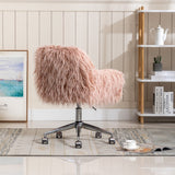 Hearth and Haven Beacon Faux Fur Fluffy Vanity Chair with Adjustable Seat Height, Pink W21222750