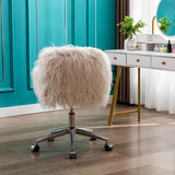 Hearth and Haven Beacon Faux Fur Fluffy Vanity Chair with Adjustable Seat Height, White W21234444