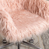 Hearth and Haven Beacon Faux Fur Fluffy Vanity Chair with Adjustable Seat Height, Pink W21222750