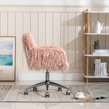 Hearth and Haven Beacon Faux Fur Fluffy Vanity Chair with Adjustable Seat Height, Pink W21222750