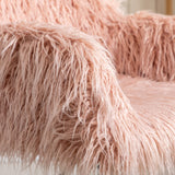 Hearth and Haven Beacon Faux Fur Fluffy Vanity Chair with Adjustable Seat Height, Pink W21222750