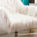 Hearth and Haven Beacon Faux Fur Fluffy Vanity Chair with Adjustable Seat Height, White W21234444