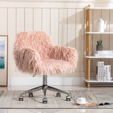 Hearth and Haven Beacon Faux Fur Fluffy Vanity Chair with Adjustable Seat Height, Pink W21222750