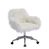 Hearth and Haven Beacon Faux Fur Fluffy Vanity Chair with Adjustable Seat Height, White W21234444