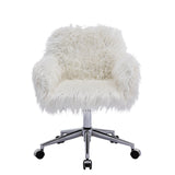 Hearth and Haven Beacon Faux Fur Fluffy Vanity Chair with Adjustable Seat Height, White W21234444