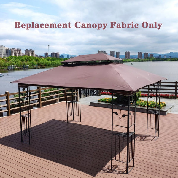 English Elm 13x10 Ft Double Roof Gazebo Replacement Canopy Uv Resistant Polyester Outdoor Cover W41941991