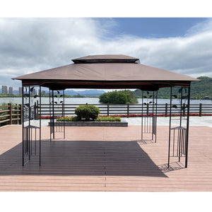 English Elm 13x10 Steel Frame Outdoor Gazebo with Double Roof Ventilation and Mesh Net Panels W41942173