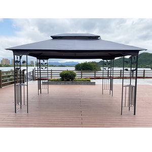 English Elm 13x10 Steel Frame Outdoor Gazebo with Double Roof Ventilation and Mesh Net Panels W41942174