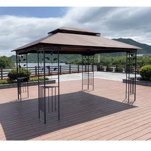 English Elm 13x10 Steel Frame Outdoor Gazebo with Double Roof Ventilation and Mesh Net Panels W41942173