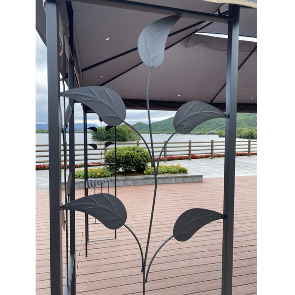 English Elm 13x10 Steel Frame Outdoor Gazebo with Double Roof Ventilation and Mesh Net Panels W41942174