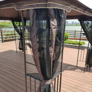 English Elm 13x10 Steel Frame Outdoor Gazebo with Double Roof Ventilation and Mesh Net Panels W41942173