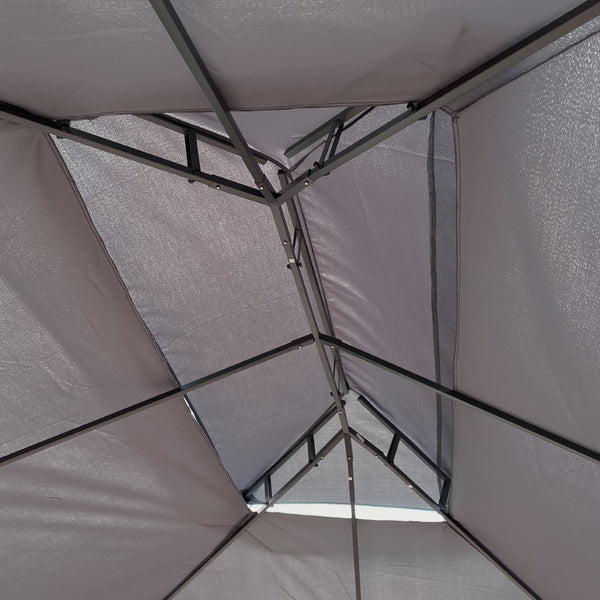 English Elm 13x10 Steel Frame Outdoor Gazebo with Double Roof Ventilation and Mesh Net Panels W41942174