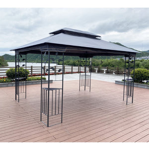 English Elm 13x10 Steel Frame Outdoor Gazebo with Double Roof Ventilation and Mesh Net Panels W41942174
