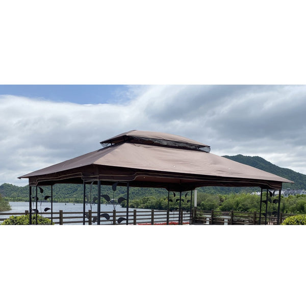 English Elm 13x10 Ft Double Roof Gazebo Replacement Canopy Uv Resistant Polyester Outdoor Cover W41941991