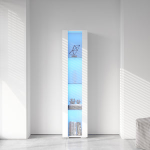 English Elm Side white cabinet with aluminum LED strip lamps, 40x29x170cm tall storage, melamine finish, modern design W33140089