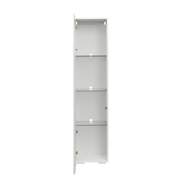 English Elm Side white cabinet with aluminum LED strip lamps, 40x29x170cm tall storage, melamine finish, modern design W33140089