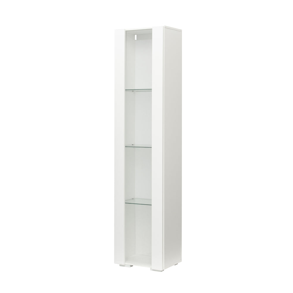 English Elm Side white cabinet with aluminum LED strip lamps, 40x29x170cm tall storage, melamine finish, modern design W33140089