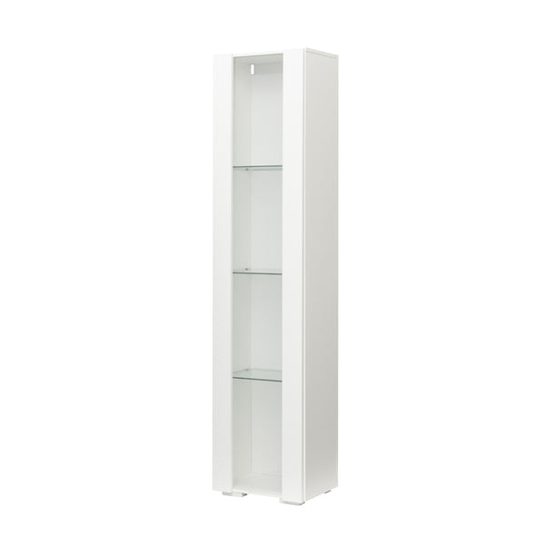English Elm Side white cabinet with aluminum LED strip lamps, 40x29x170cm tall storage, melamine finish, modern design W33140089
