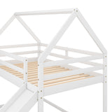 Hearth and Haven Justine Twin Bunk House Bed with Slide and Ladder, White WF285894AAK