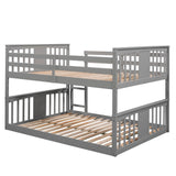 Hearth and Haven Full over Full Bunk Bed with Ladder, Grey