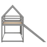 Hearth and Haven Twin Size Bunk House Bed with Slide and Ladder, Gray WF285894AAE