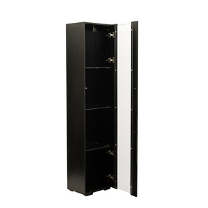English Elm Black Side Cabinet with Aluminum LED Strip Lamps, Tall 170cm Storage Unit, Melamine Finish, Modern Design W33140088