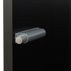 English Elm Black Side Cabinet with Aluminum LED Strip Lamps, Tall 170cm Storage Unit, Melamine Finish, Modern Design W33140088