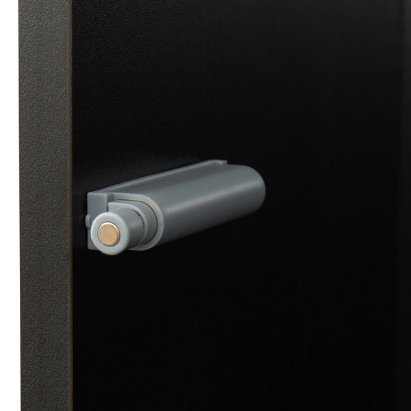 English Elm Black Side Cabinet with Aluminum LED Strip Lamps, Tall 170cm Storage Unit, Melamine Finish, Modern Design W33140088