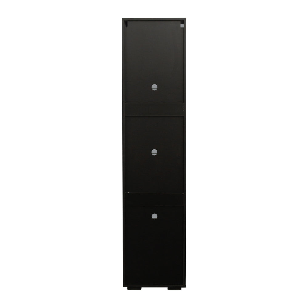 English Elm Black Side Cabinet with Aluminum LED Strip Lamps, Tall 170cm Storage Unit, Melamine Finish, Modern Design W33140088