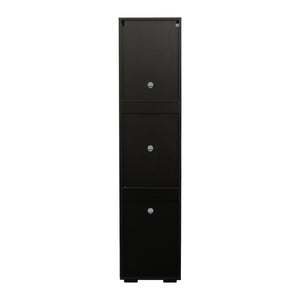 English Elm Black Side Cabinet with Aluminum LED Strip Lamps, Tall 170cm Storage Unit, Melamine Finish, Modern Design W33140088