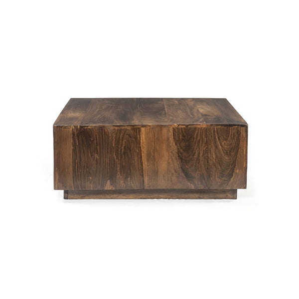English Elm Low Profile Solid Wood Square Coffee Table for Modern Living Rooms and Sectional Sofas B02441956