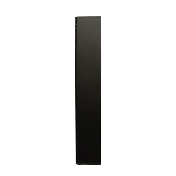 English Elm Black Side Cabinet with Aluminum LED Strip Lamps, Tall 170cm Storage Unit, Melamine Finish, Modern Design W33140088