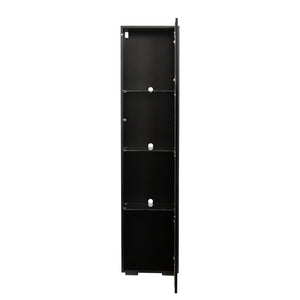 English Elm Black Side Cabinet with Aluminum LED Strip Lamps, Tall 170cm Storage Unit, Melamine Finish, Modern Design W33140088