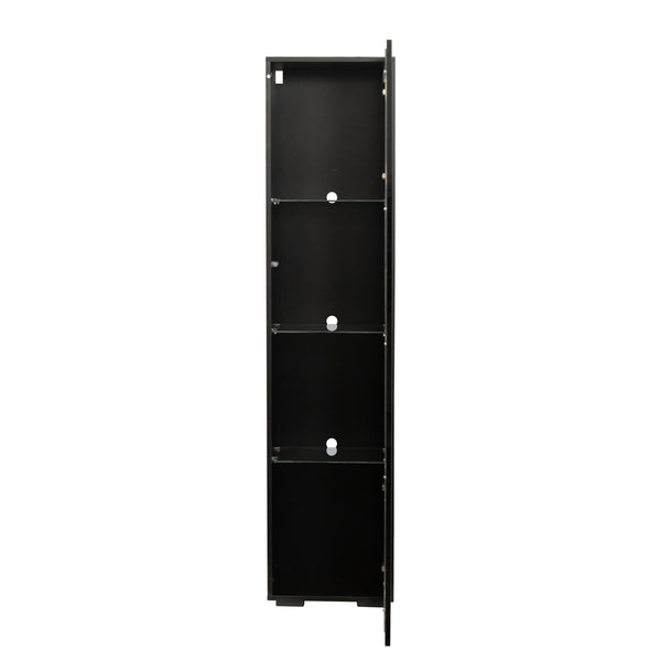 English Elm Black Side Cabinet with Aluminum LED Strip Lamps, Tall 170cm Storage Unit, Melamine Finish, Modern Design W33140088