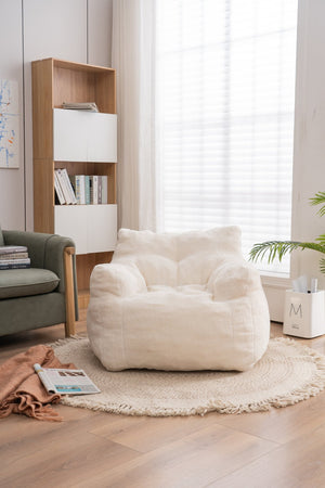 English Elm 010-soft Teddy Plush Bean Bag Chair Tufted Memory Foam Lounge Seat for Bedroom W52741087