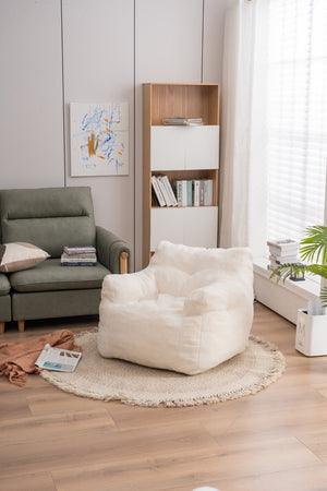 English Elm 010-soft Teddy Plush Bean Bag Chair Tufted Memory Foam Lounge Seat for Bedroom W52741087