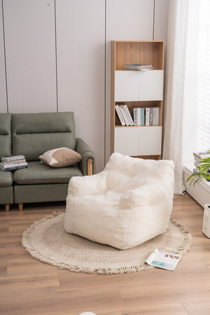 English Elm 010-soft Teddy Plush Bean Bag Chair Tufted Memory Foam Lounge Seat for Bedroom W52741087