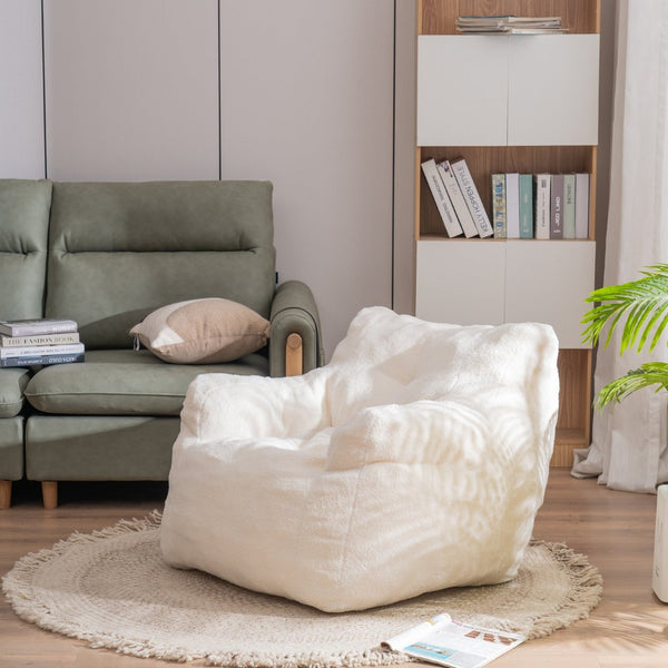 English Elm 010-soft Teddy Plush Bean Bag Chair Tufted Memory Foam Lounge Seat for Bedroom W52741087