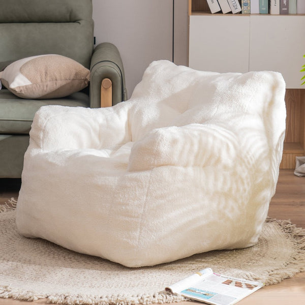 English Elm 010-soft Teddy Plush Bean Bag Chair Tufted Memory Foam Lounge Seat for Bedroom W52741087