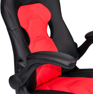 English Elm Office Gaming Chair with Breathable Back, Ergonomic Armrests and Adjustable Height for Comfort Black+Red 13.4 L x 28 W x 24 H HS00F1691-ID-AHD