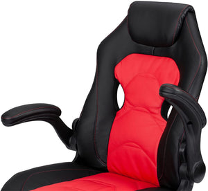 English Elm Office Gaming Chair with Breathable Back, Ergonomic Armrests and Adjustable Height for Comfort Black+Red 13.4 L x 28 W x 24 H HS00F1691-ID-AHD