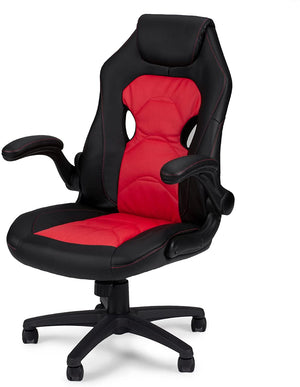 English Elm Office Gaming Chair with Breathable Back, Ergonomic Armrests and Adjustable Height for Comfort Black+Red 13.4 L x 28 W x 24 H HS00F1691-ID-AHD