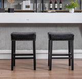 English Elm ,Counter Height 26" Bar Stools For Kitchen Counter Backless Faux Leather Stools Farmhouse Island Chairs (26 Inch, Black, Set Of 2)