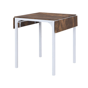 English Elm TOPMAX Counter Height Drop Leaf Dining Set for 4 — Rustic Brown MDF Top with White Iron Frame, Space-Saving Comfort WF290233AAK