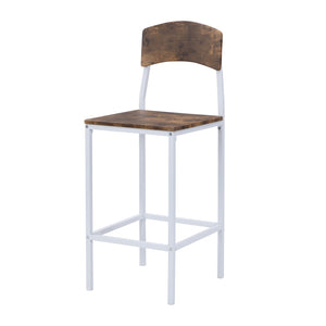 English Elm TOPMAX Counter Height Drop Leaf Dining Set for 4 — Rustic Brown MDF Top with White Iron Frame, Space-Saving Comfort WF290233AAK