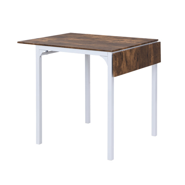 English Elm TOPMAX Counter Height Drop Leaf Dining Set for 4 — Rustic Brown MDF Top with White Iron Frame, Space-Saving Comfort WF290233AAK