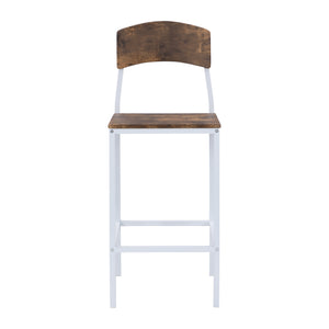 English Elm TOPMAX Counter Height Drop Leaf Dining Set for 4 — Rustic Brown MDF Top with White Iron Frame, Space-Saving Comfort WF290233AAK